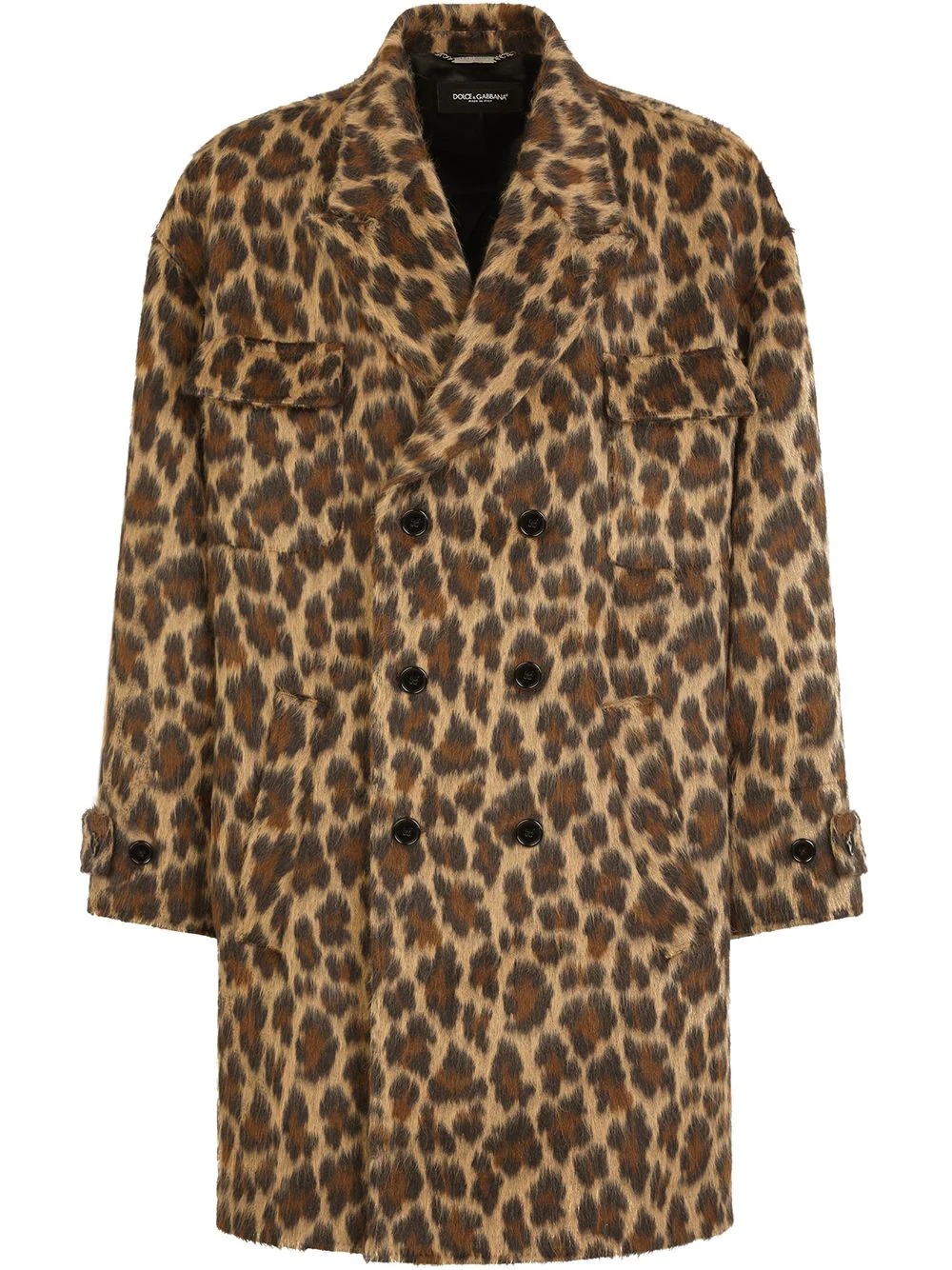 double-breasted leopard coat - 1