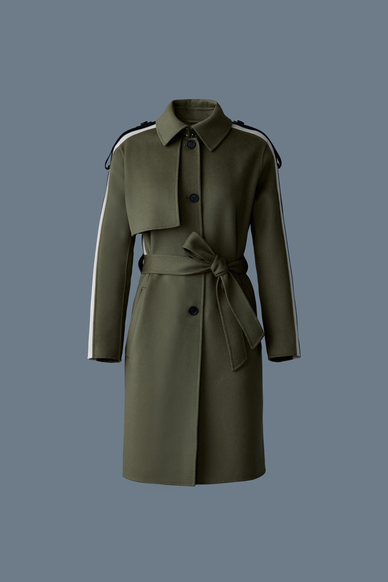 ALIZA Double-face wool stripe trench coat - 1