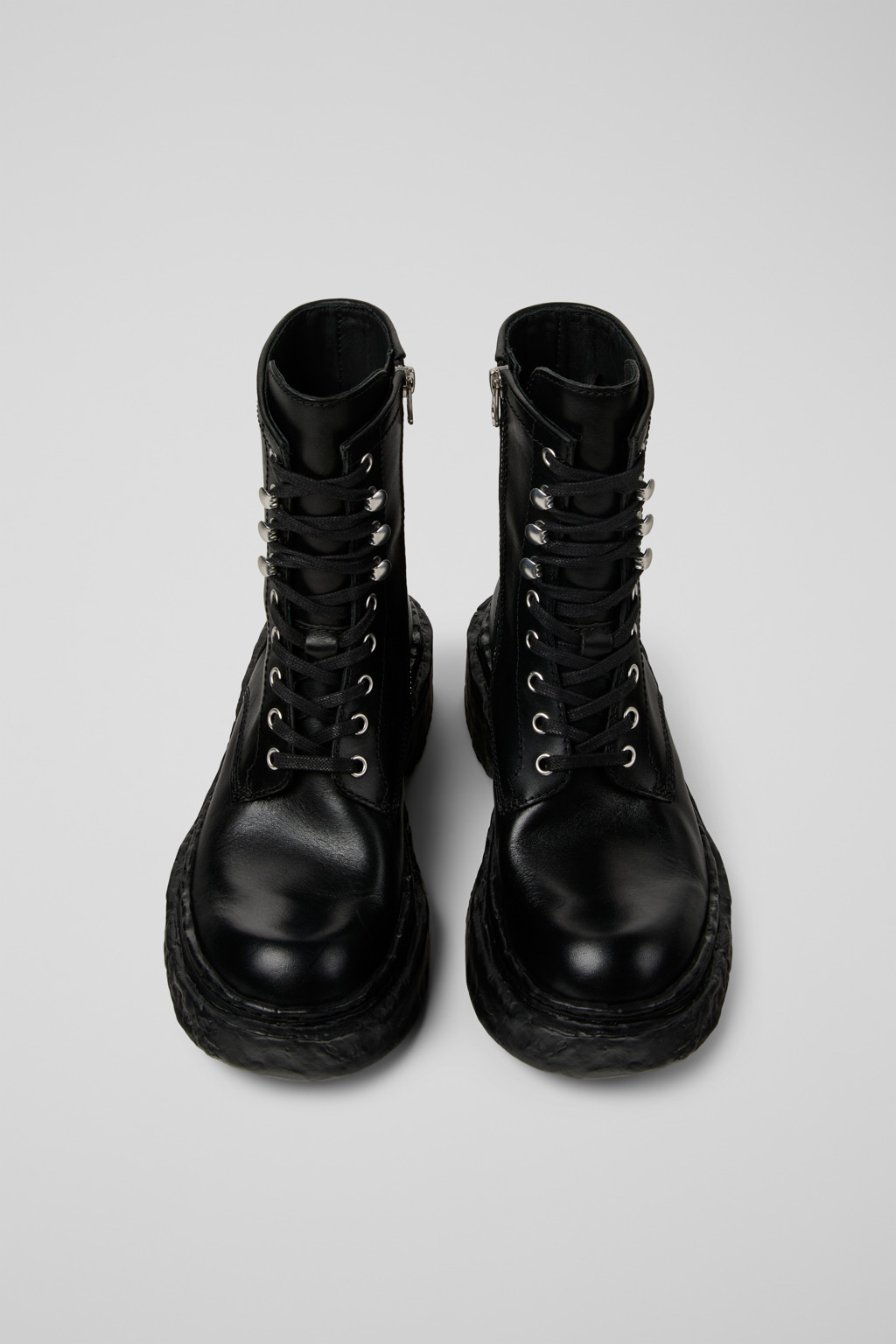 Black Leather Medium Boots - 4