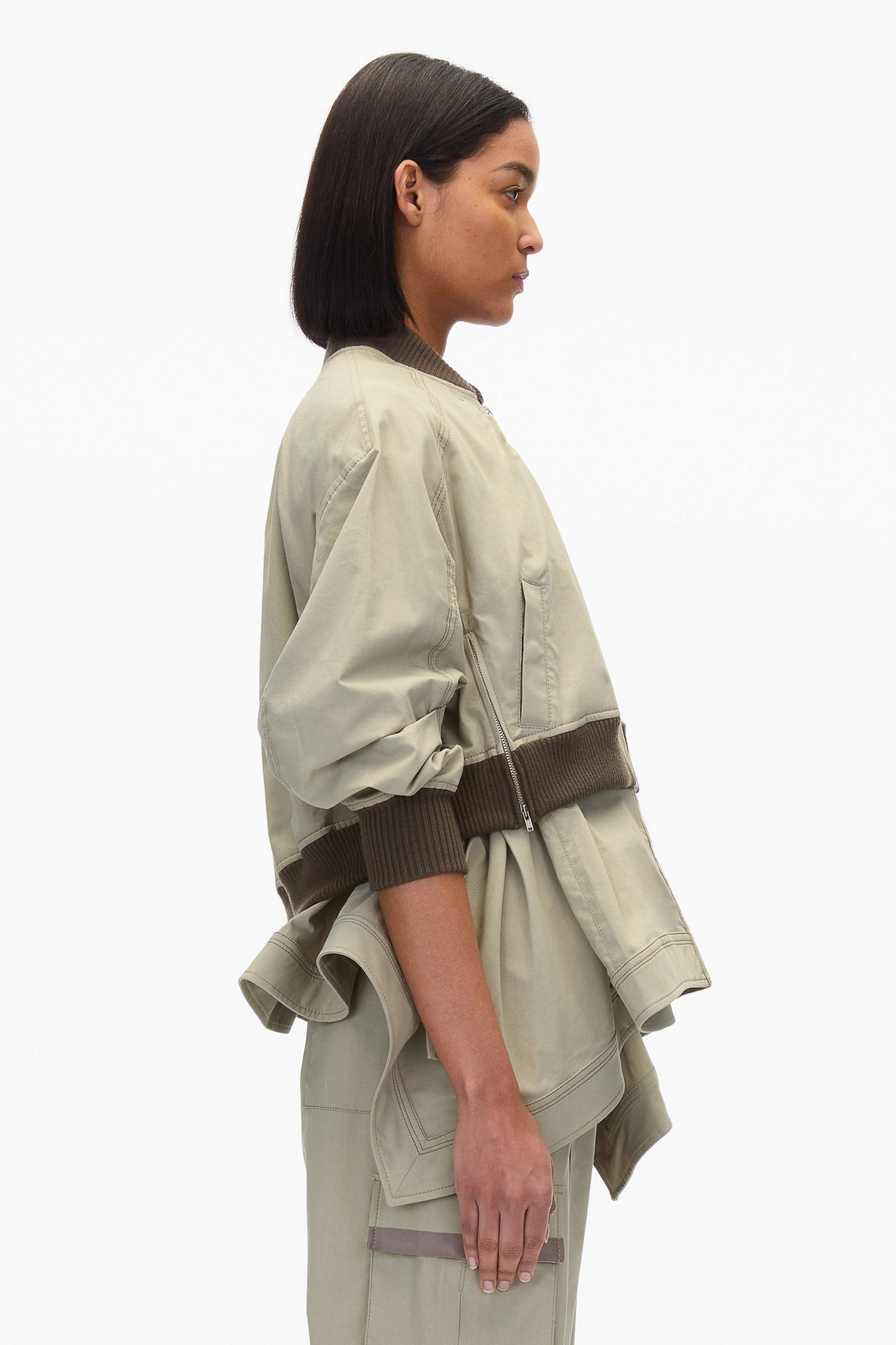 Layered Flounce Bomber Jacket - 4