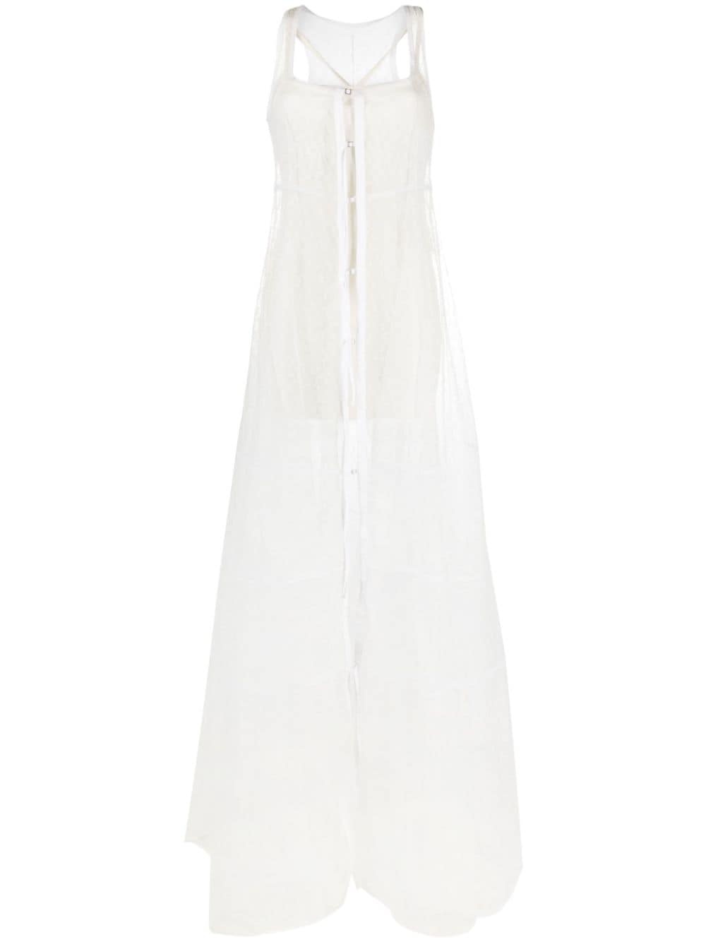 La robe Dentelle sheer panelled gown - 1