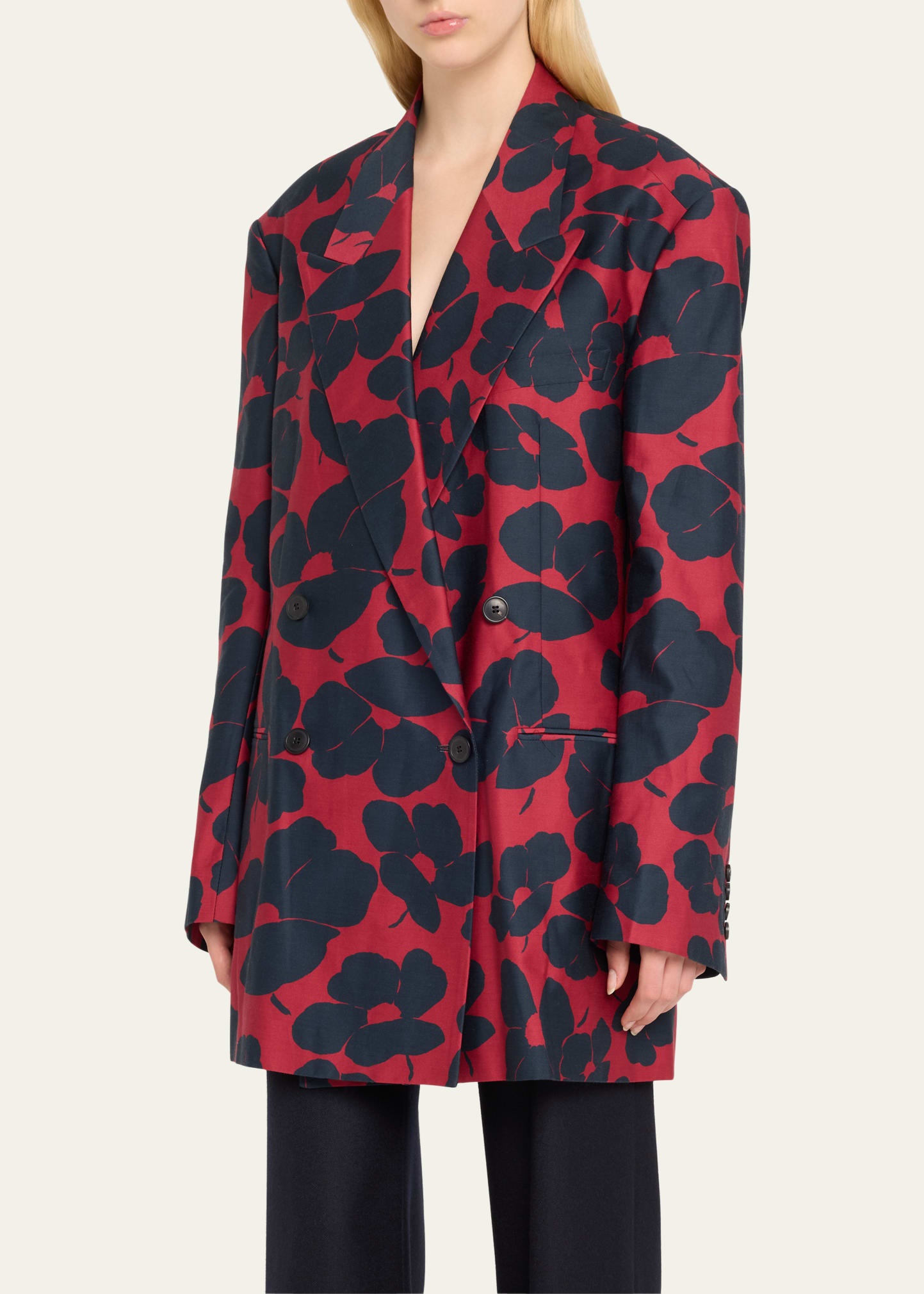 Bliss Printed Oversized Double-Breasted Jacket - 4