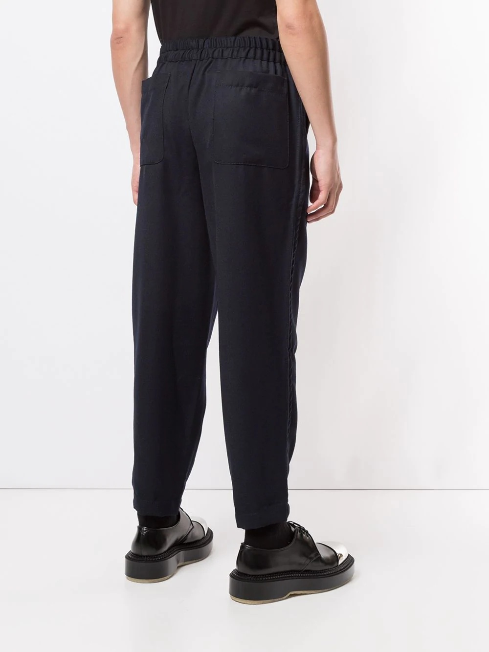 elastic-waist tapered trousers - 4