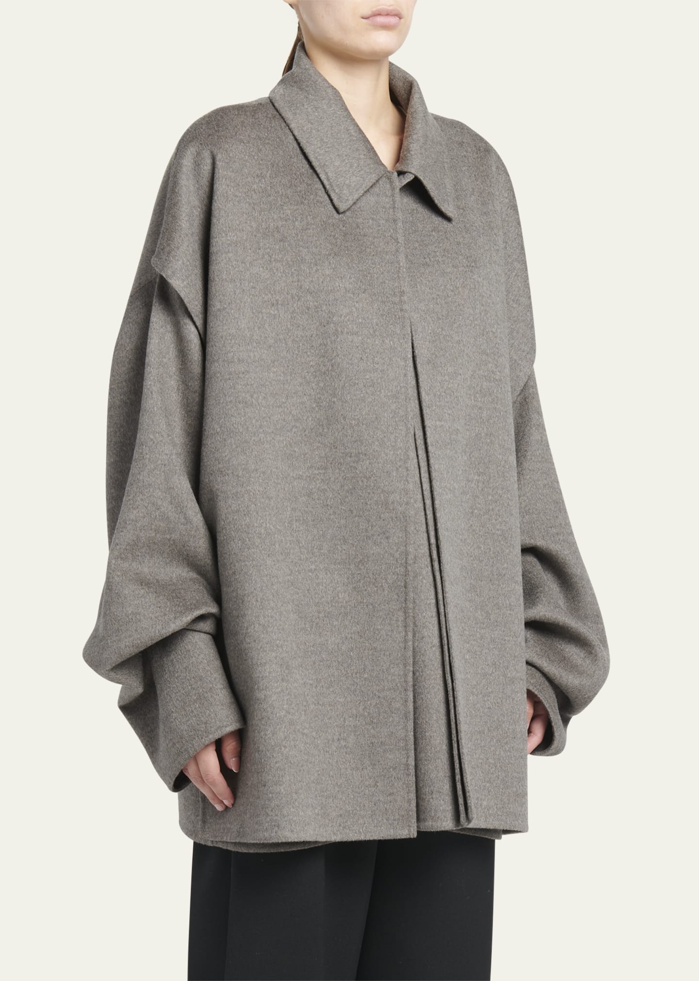 Oversized Light Double Wool Cashmere Jacket - 4