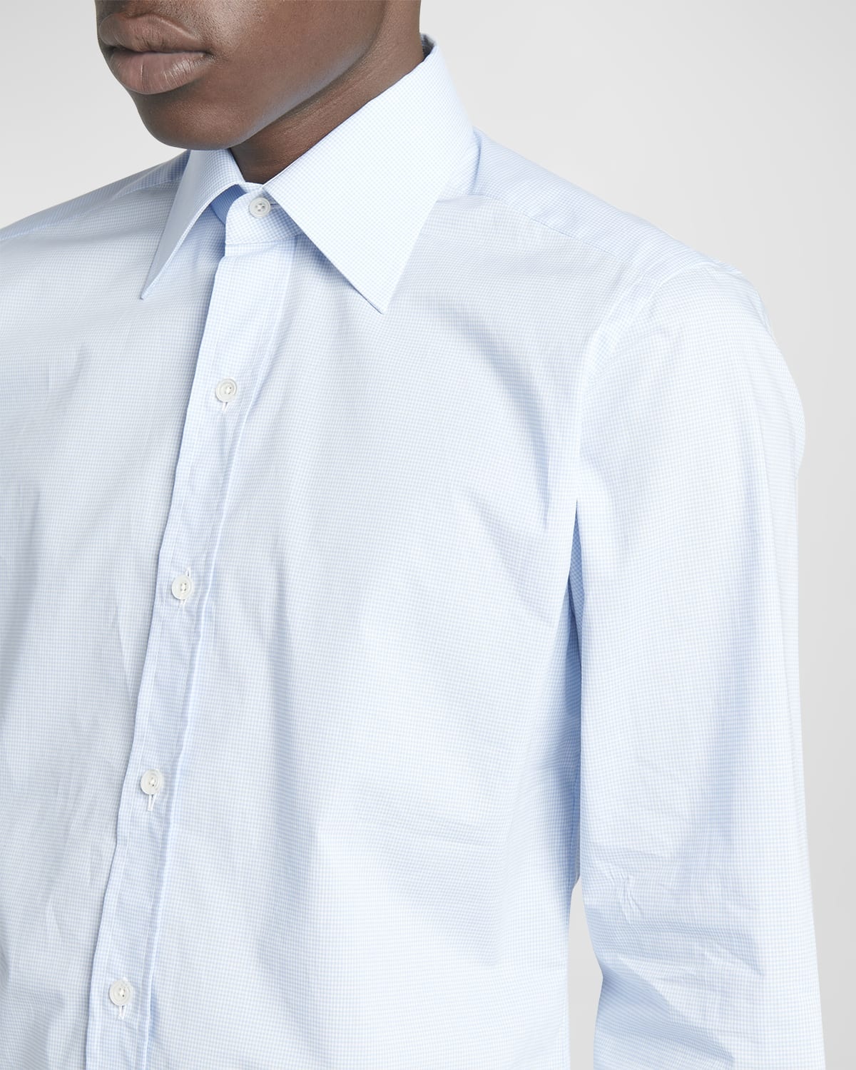 Men's Cotton Micro-Gingham Check Sport Shirt - 8