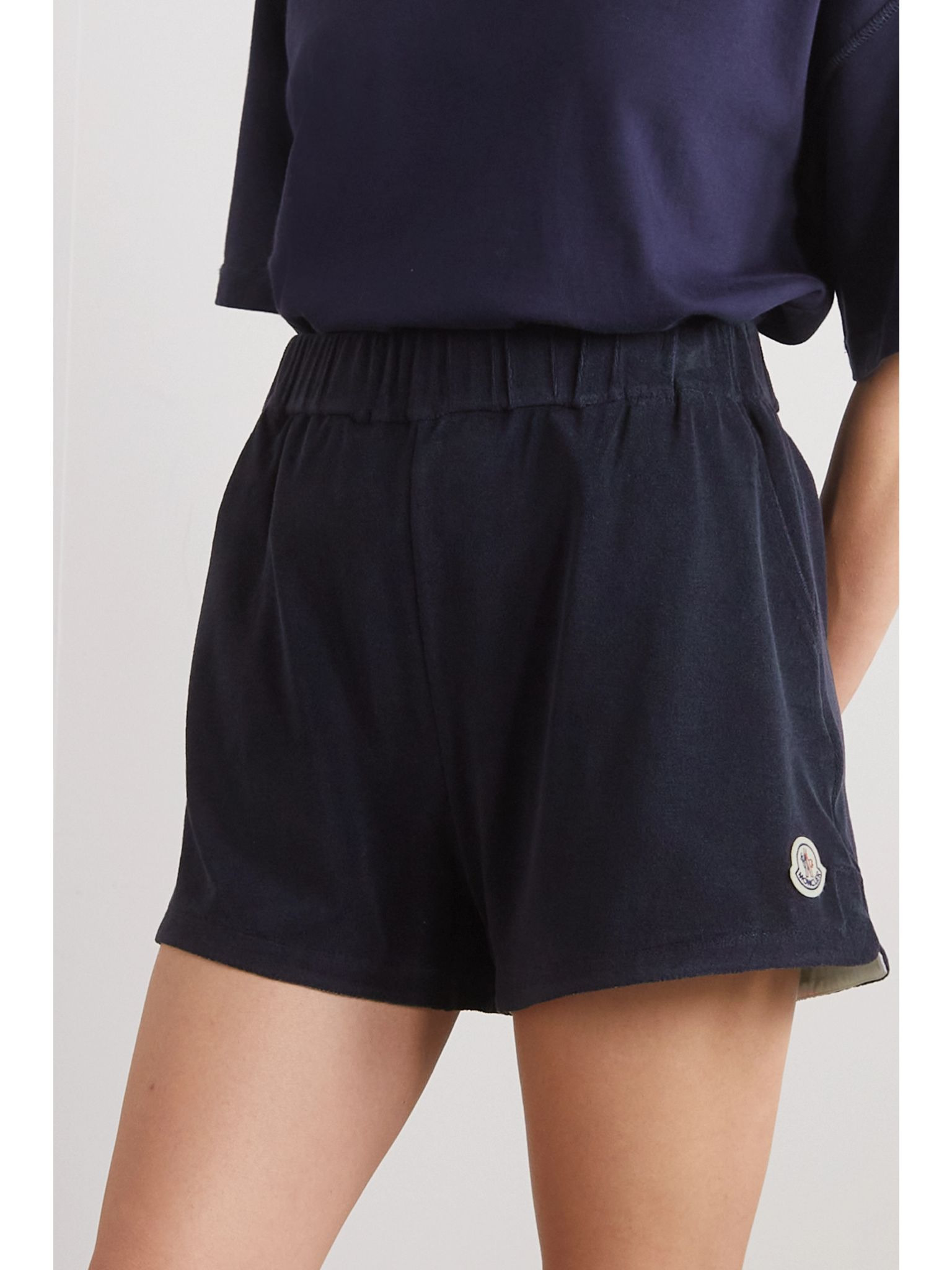 Cotton-blend terry shorts Navy - 3