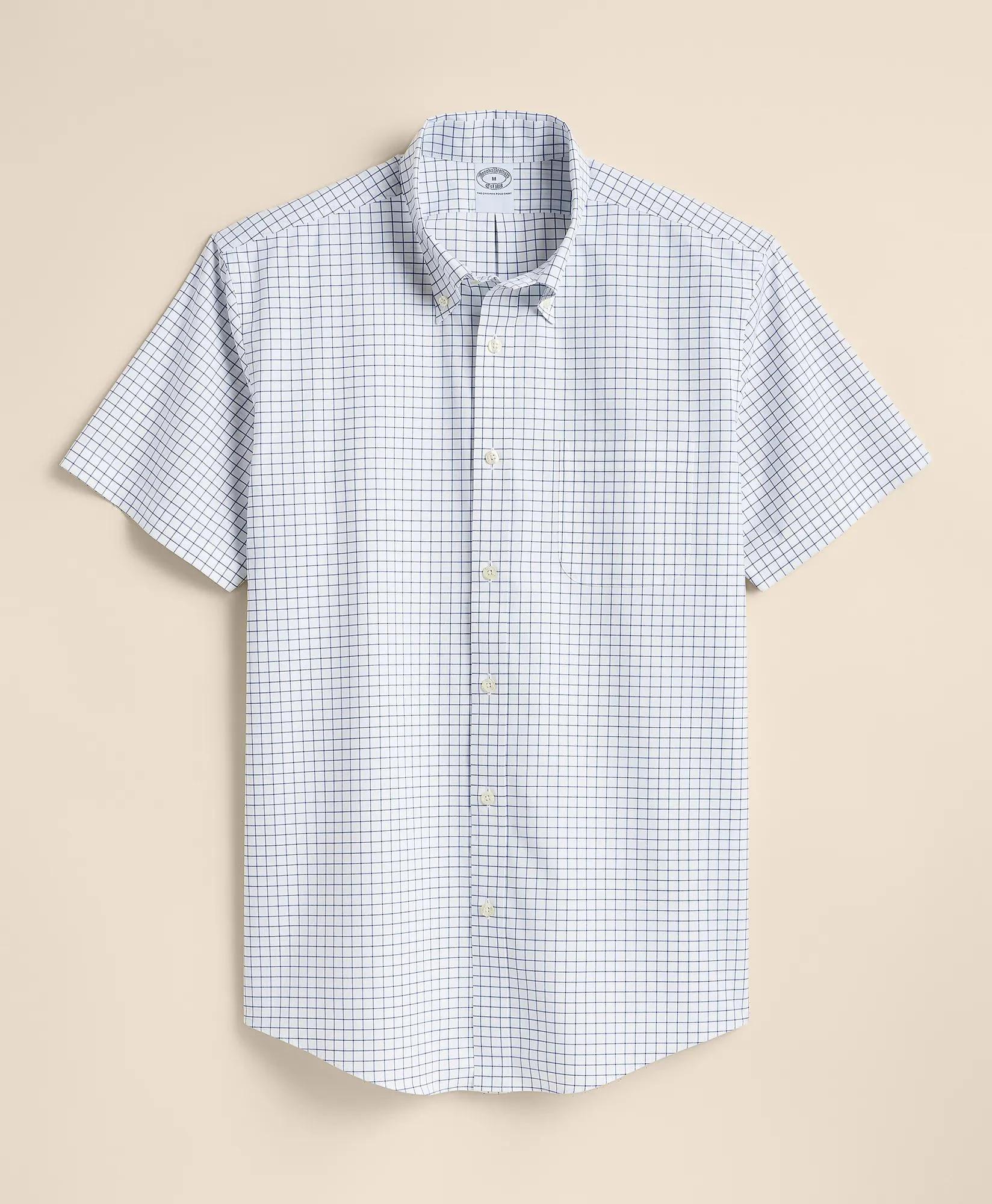Stretch Non-Iron Broadcloth Button-Down Collar Short-Sleeve Sport Shirt - 1