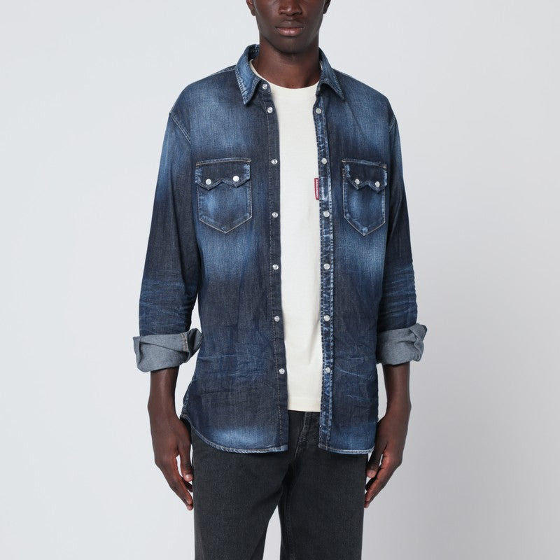Dsquared2 Dan shirt in washed blue denim - 1