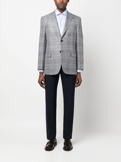 Brioni plaid-pattern single-breasted blazer outlook