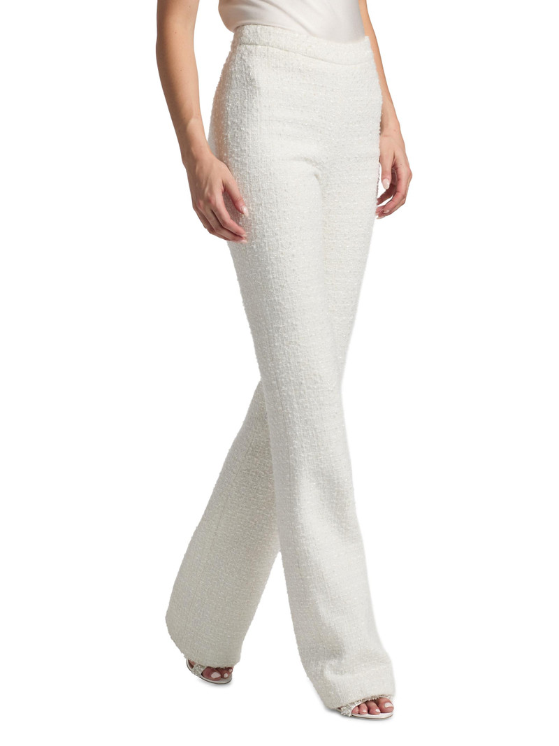 Women's Bouclé Tailored Flare Pants - Ivory 4