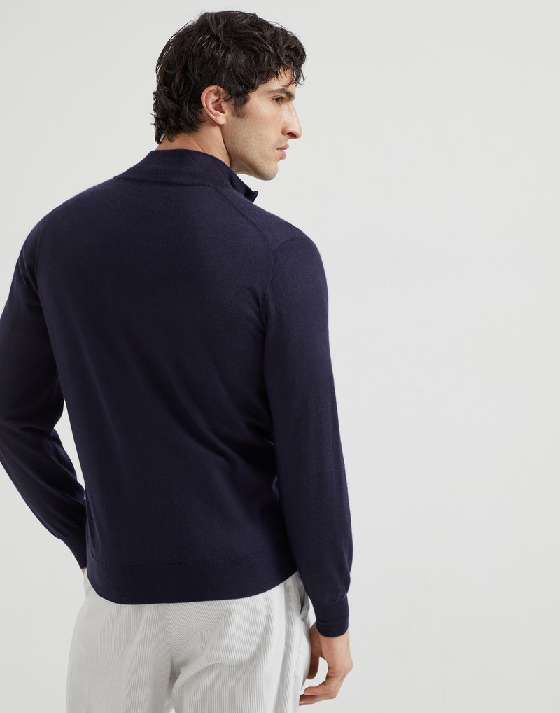 Brunello Cucinelli Cashmere and silk lightweight cardigan with zipper outlook