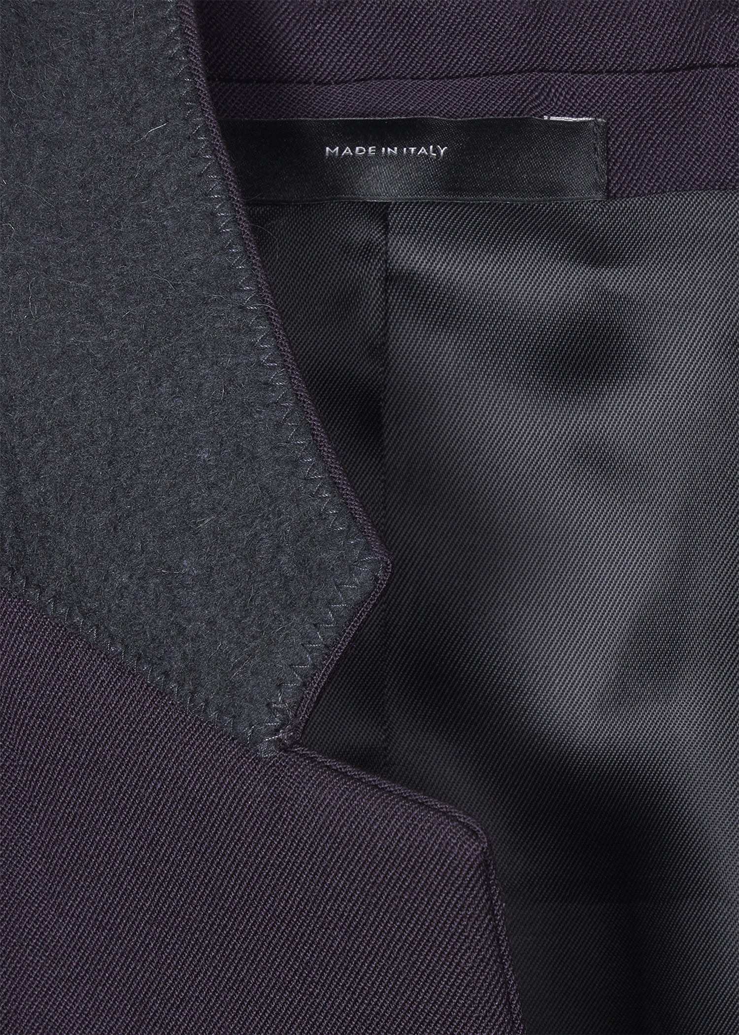 Women's Dark Purple One-Button Wool Gabardine Blazer - 4
