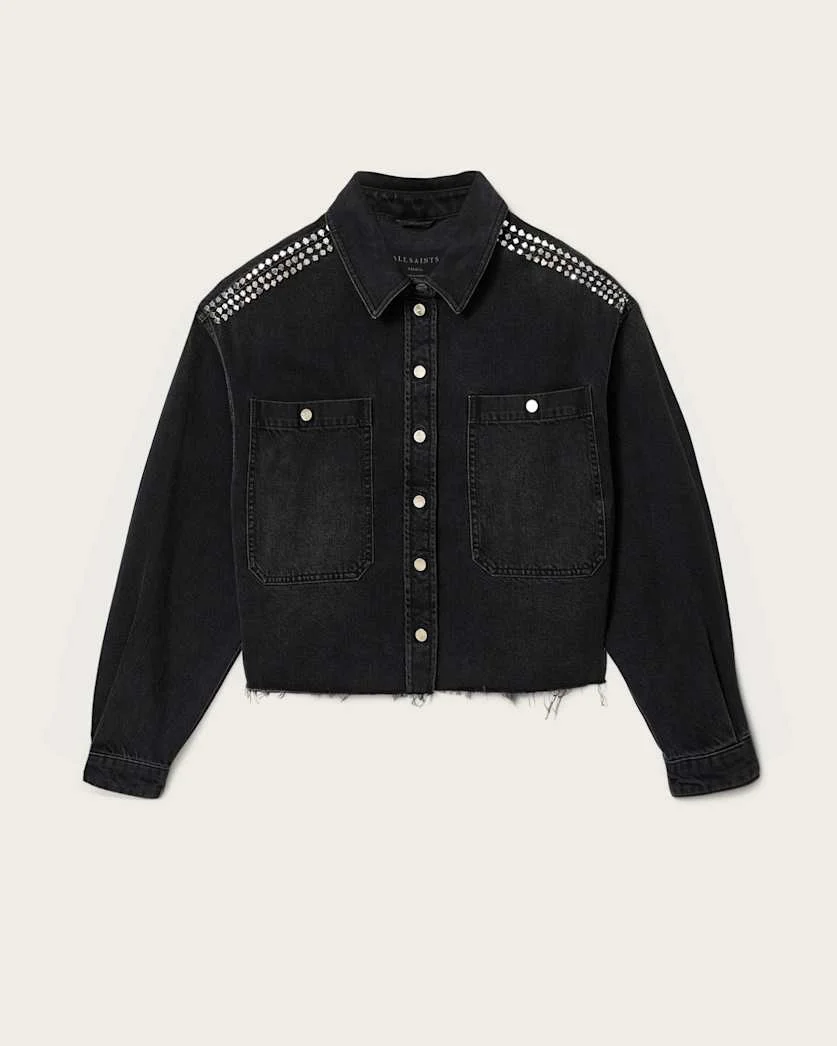 NICKY STUDDED BOXY DENIM JACKET - 1
