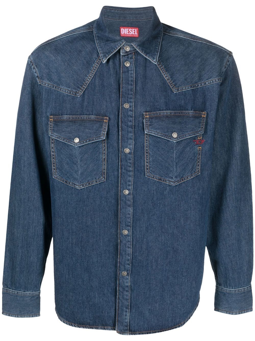 long-sleeved cotton denim shirt - 1