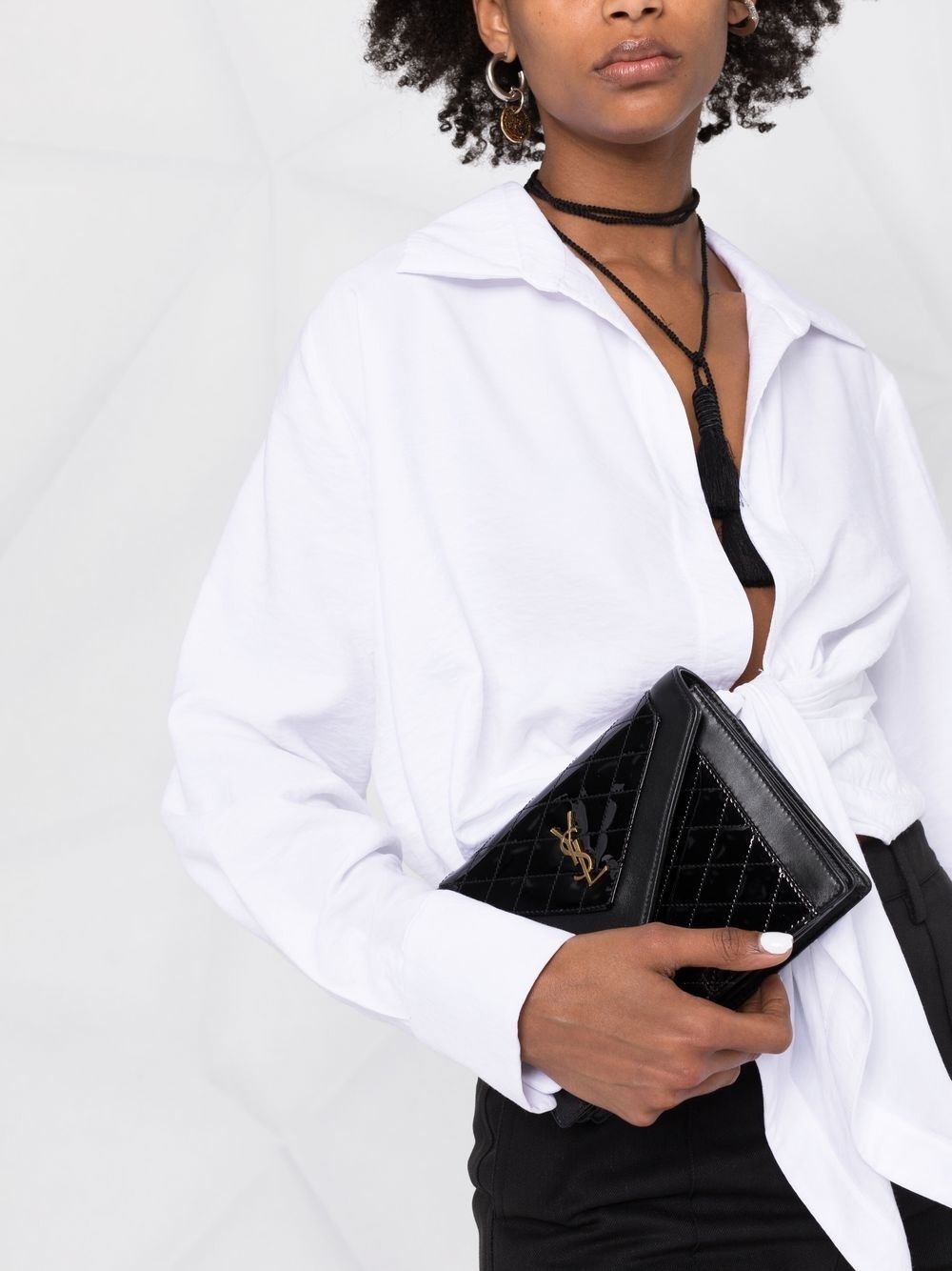 logo-plaque clutch bag - 3