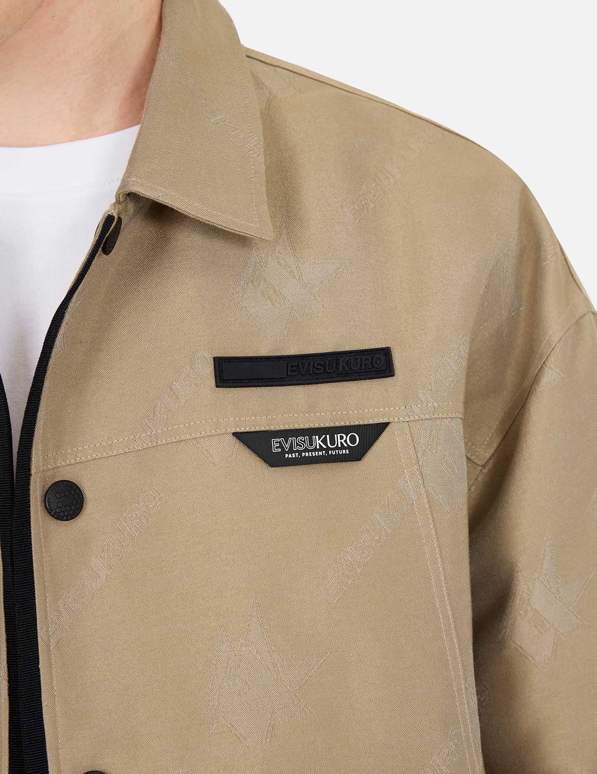 Monogram Logo Jacquard Oversized Coach Jacket - 7