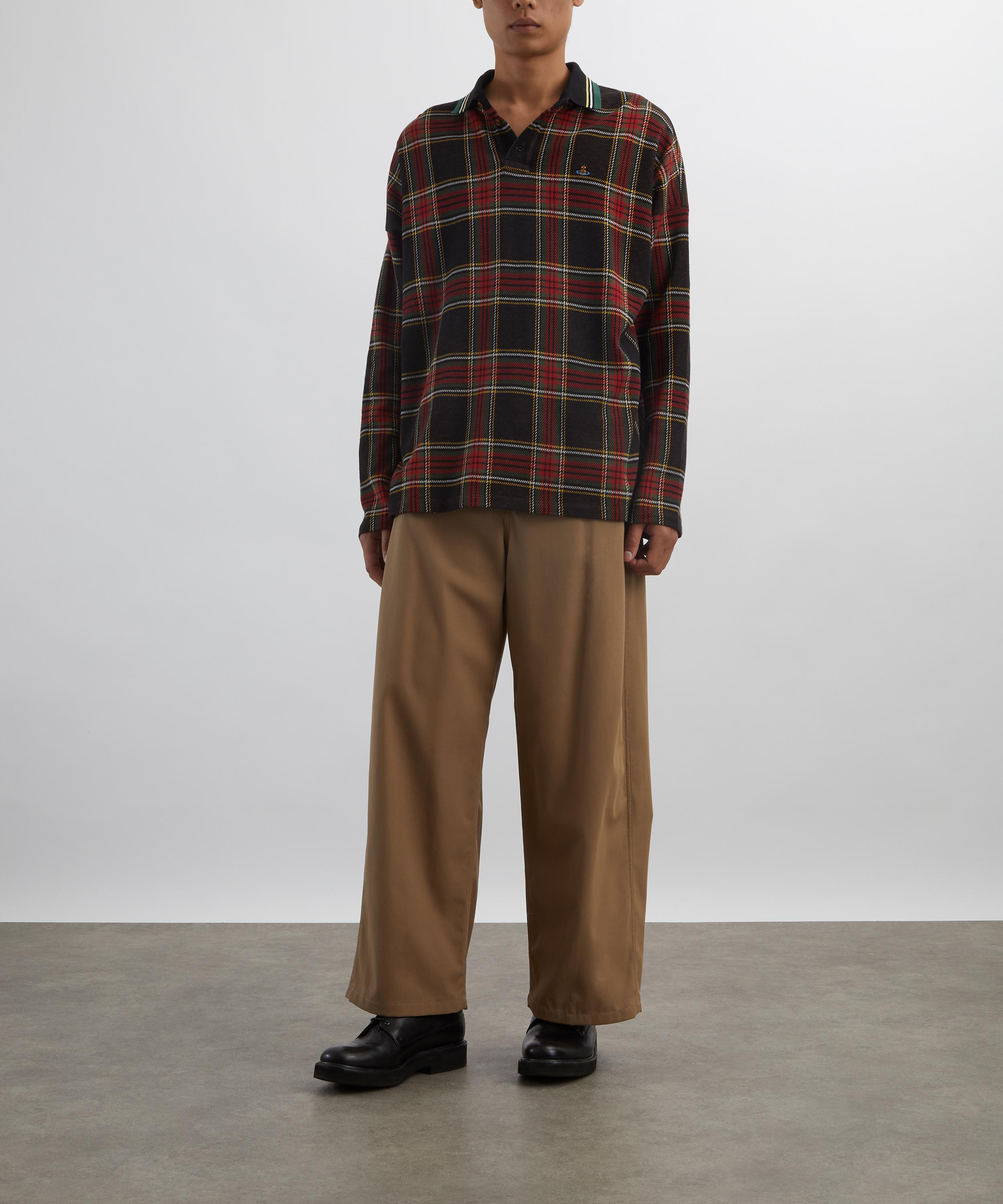 Long-Sleeve Tartan Polo - 2