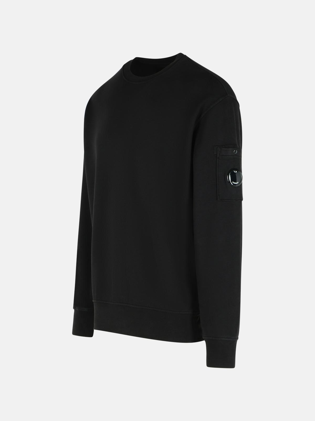 'BRUSHED' BLACK COTTON SWEATSHIRT - 2