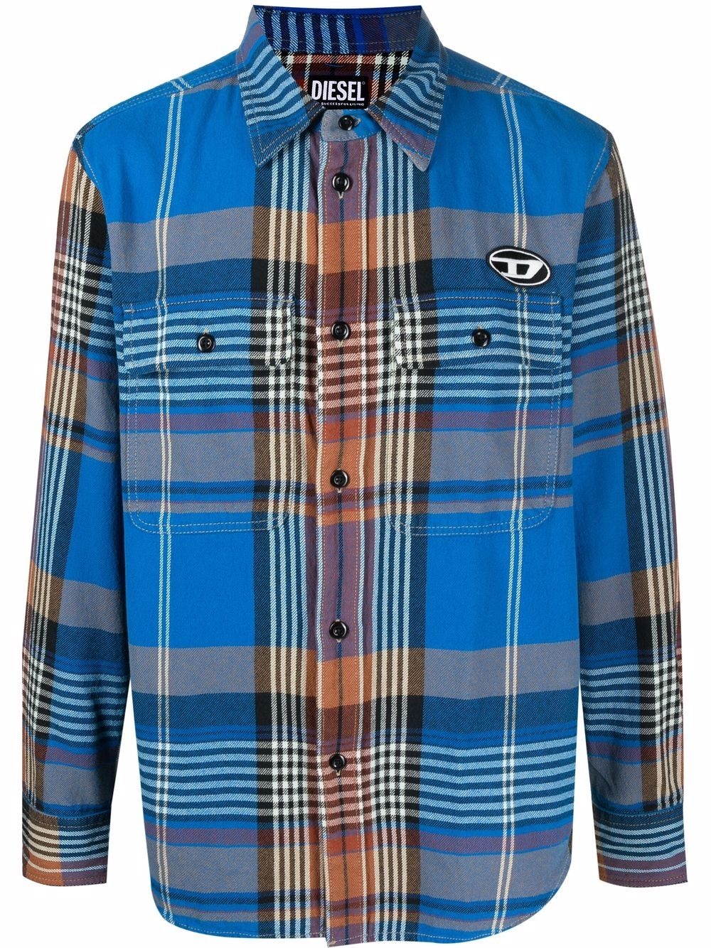 check-print long-sleeved shirt - 1