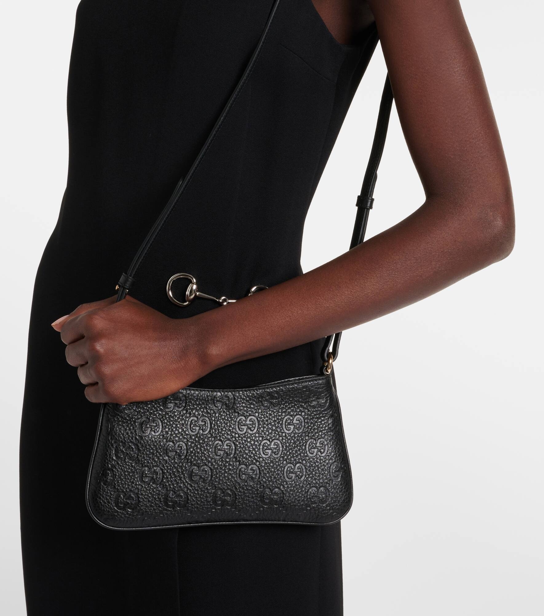 GG Super Mini debossed leather shoulder bag - 2
