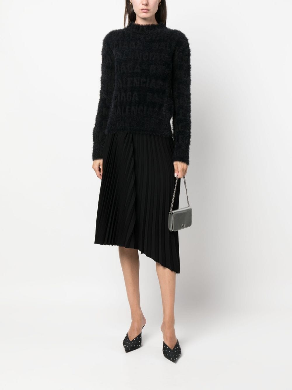 logo-knit fuzzy jumper - 2
