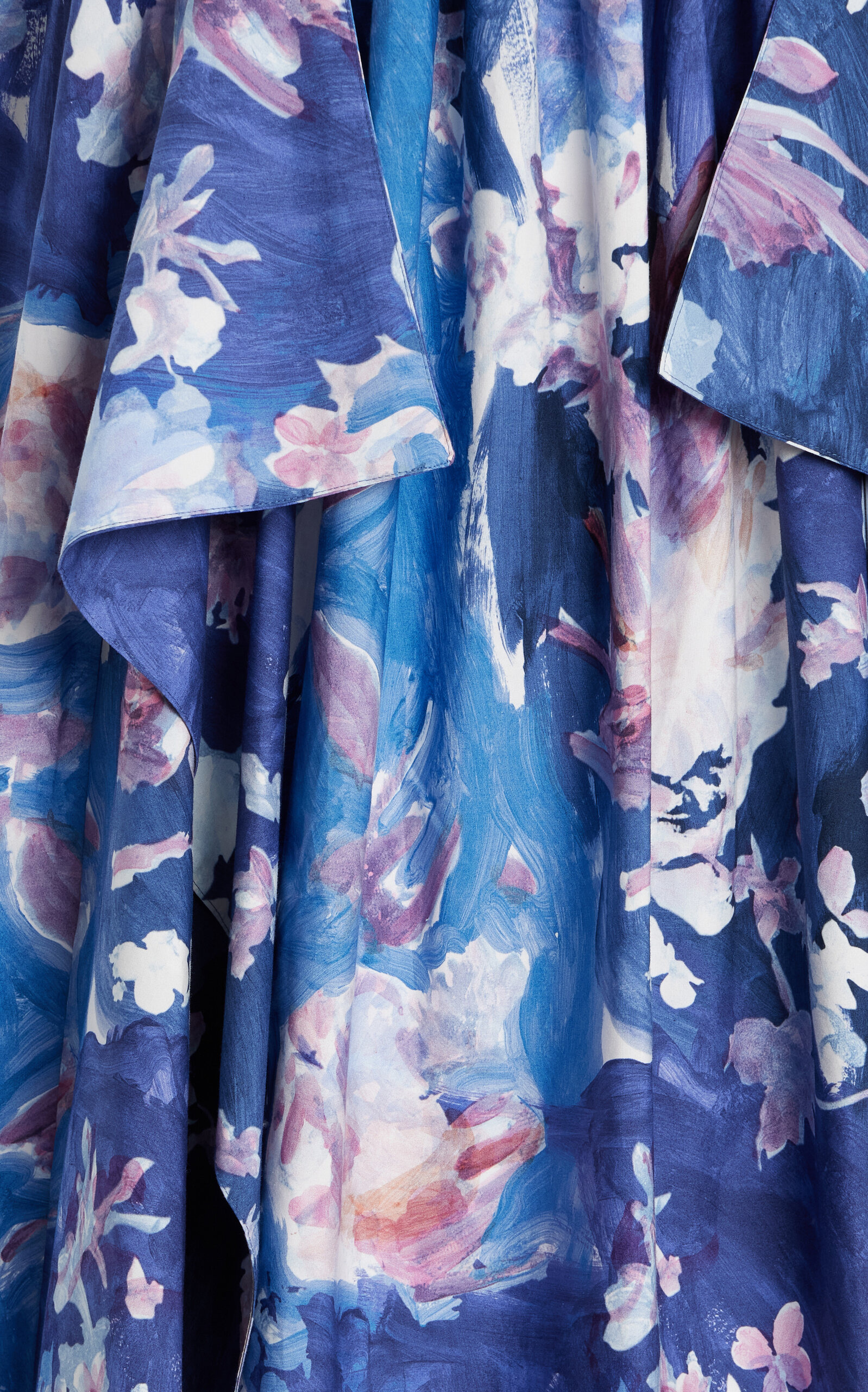 Gathered Cotton Midi Skirt blue - 4