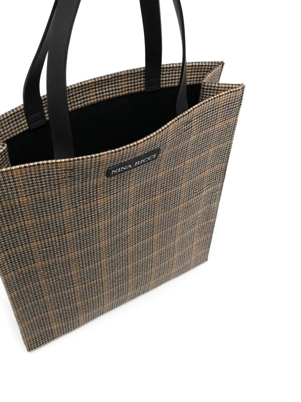 large houndstooth check wool tote bag - 5