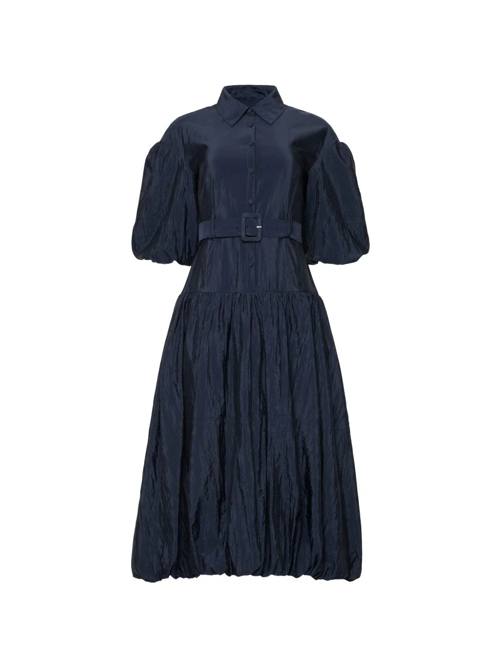 Daliah puff-sleeve belted midi dress - 1