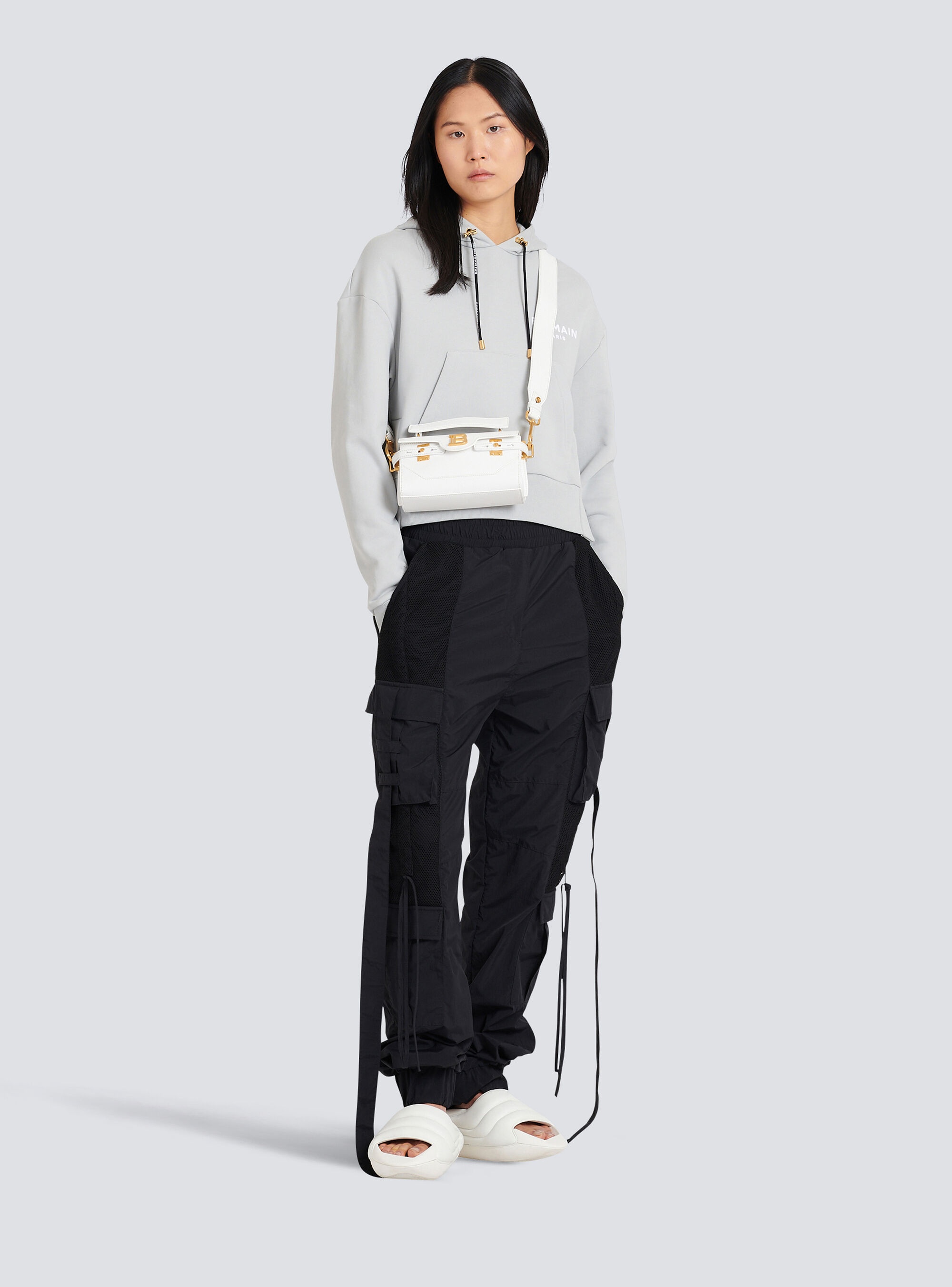 Eco-designed cotton sweatshirt with flocked Balmain logo - 2
