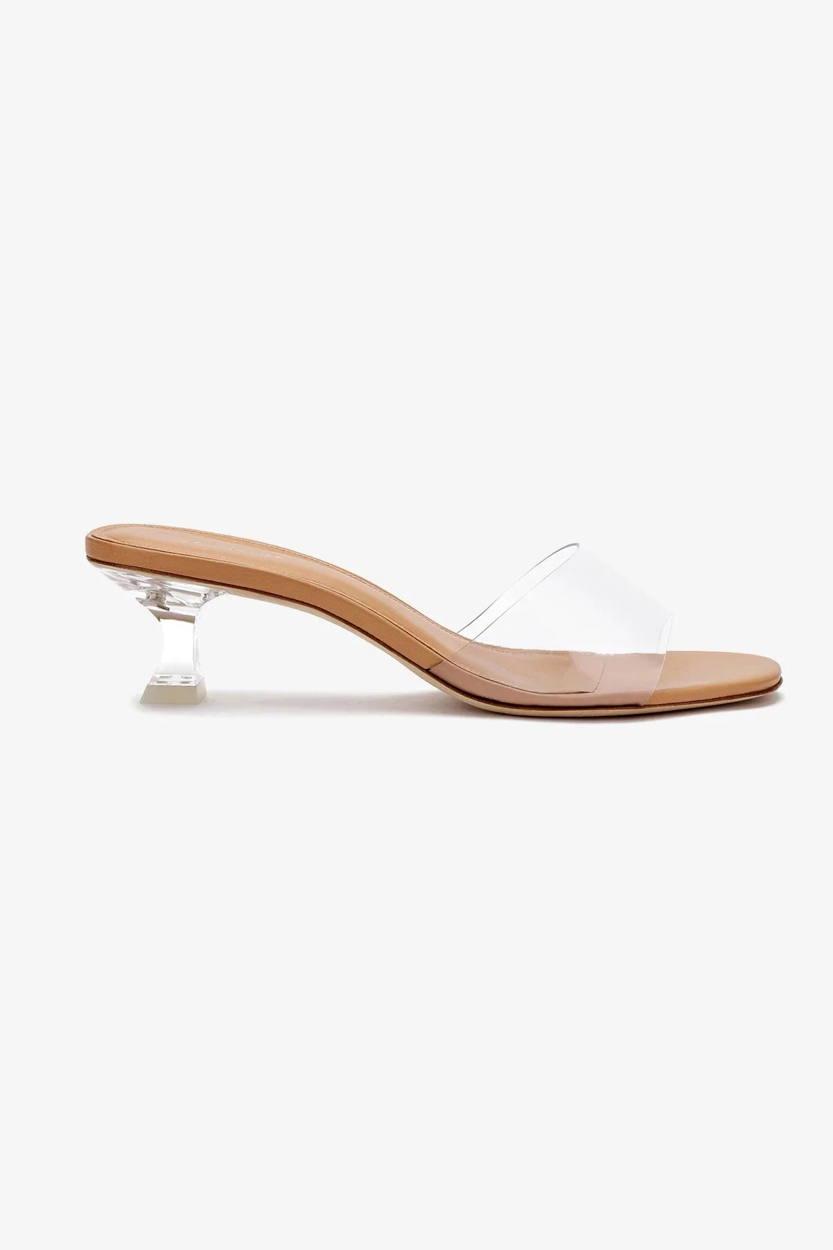 Vivi Lucite Mule In Tan Leather and Vinyl - 1