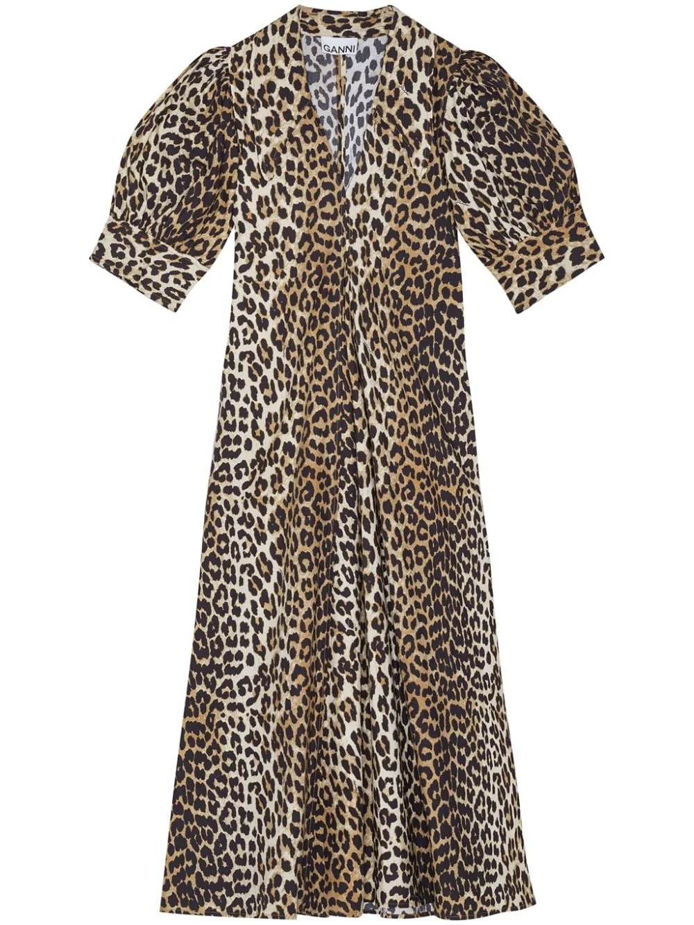 leopard-print organic cotton midi dress - 1