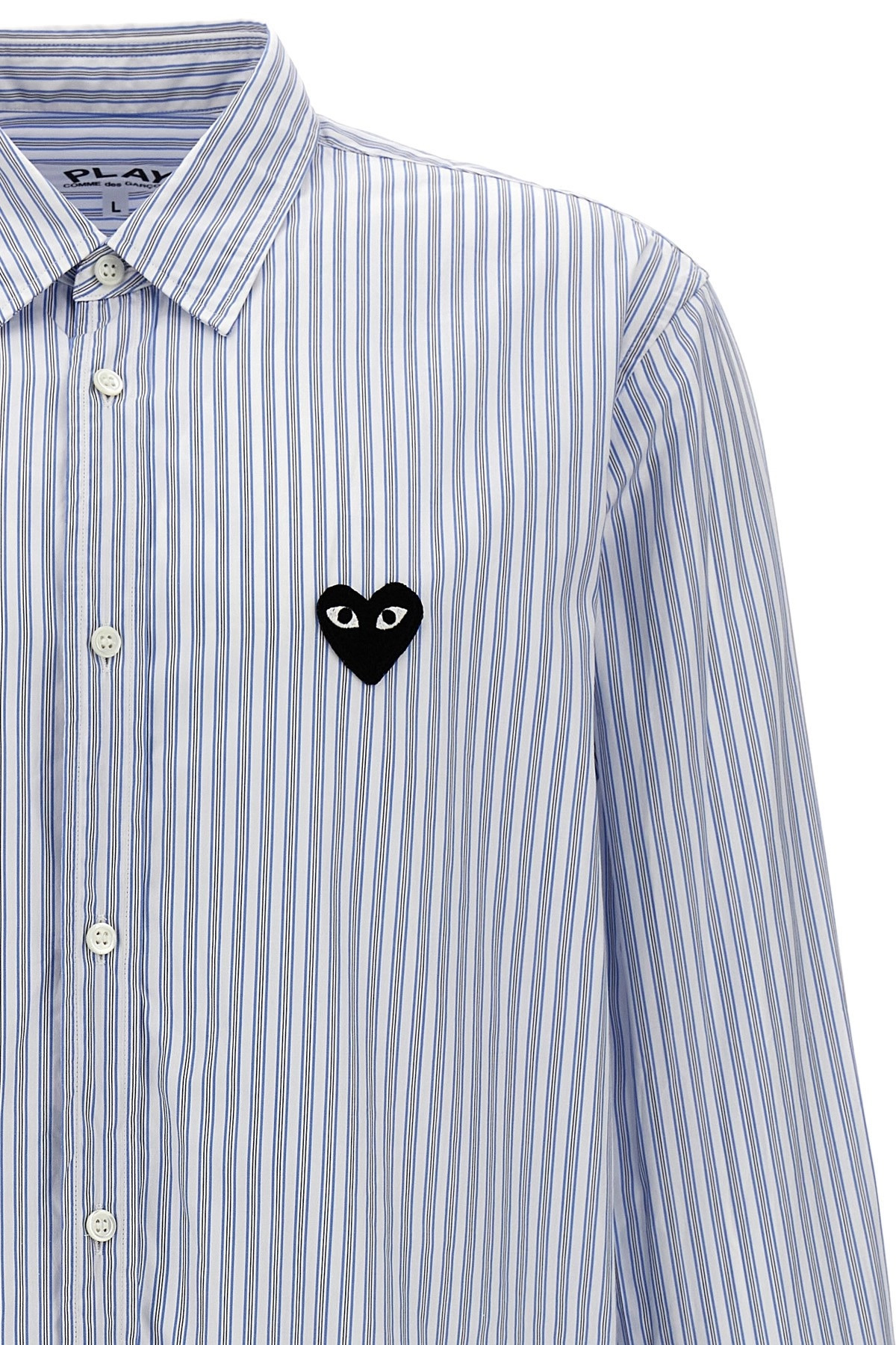 Logo patch striped shirt - 3