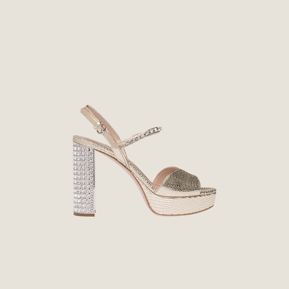 Lizard-print leather platform sandals - 2