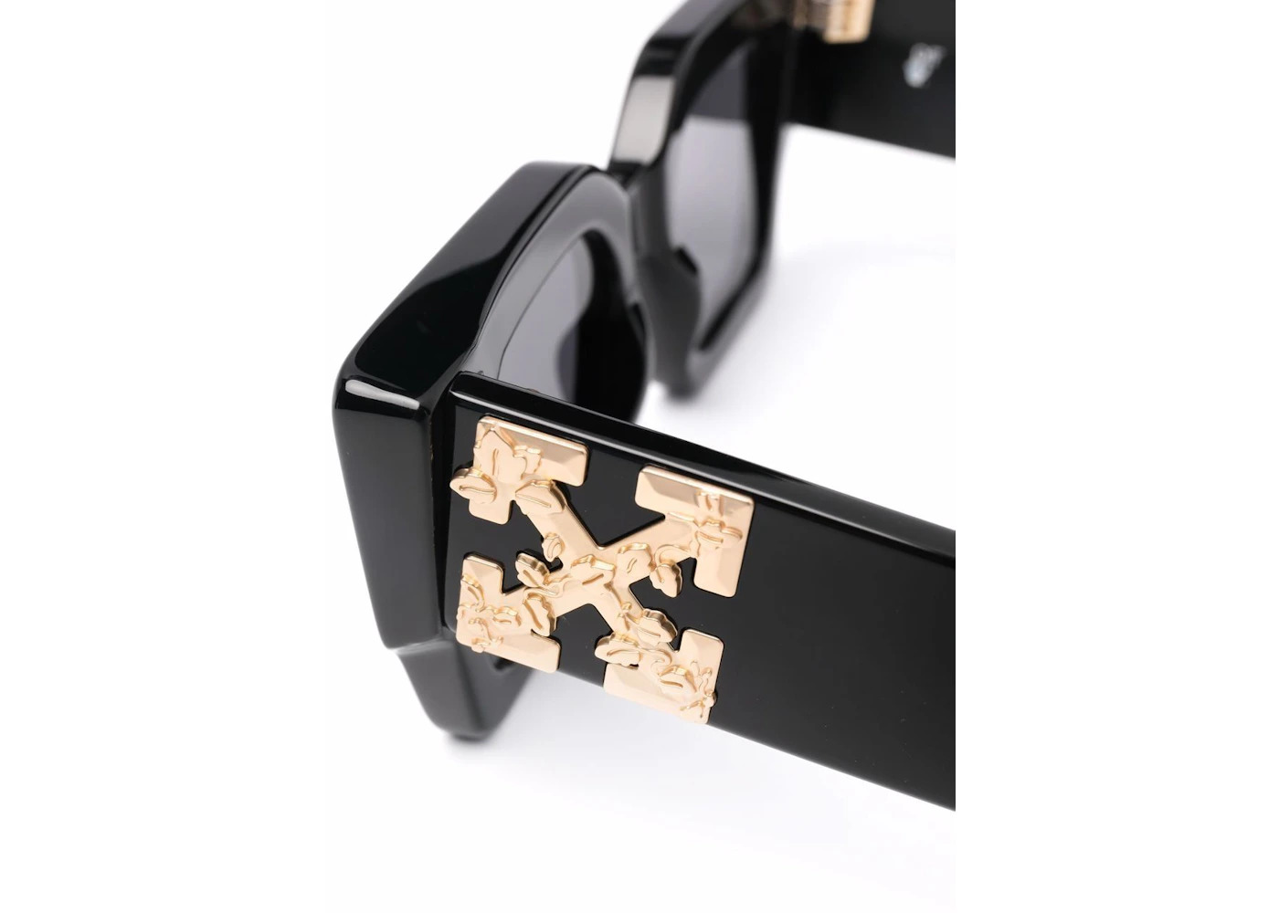 OFF-WHITE Catalina Rectangular Frame Sunglasses Black/Dark Grey/Gold (OERI003Y21PLA0011007 / OERI003 - 3