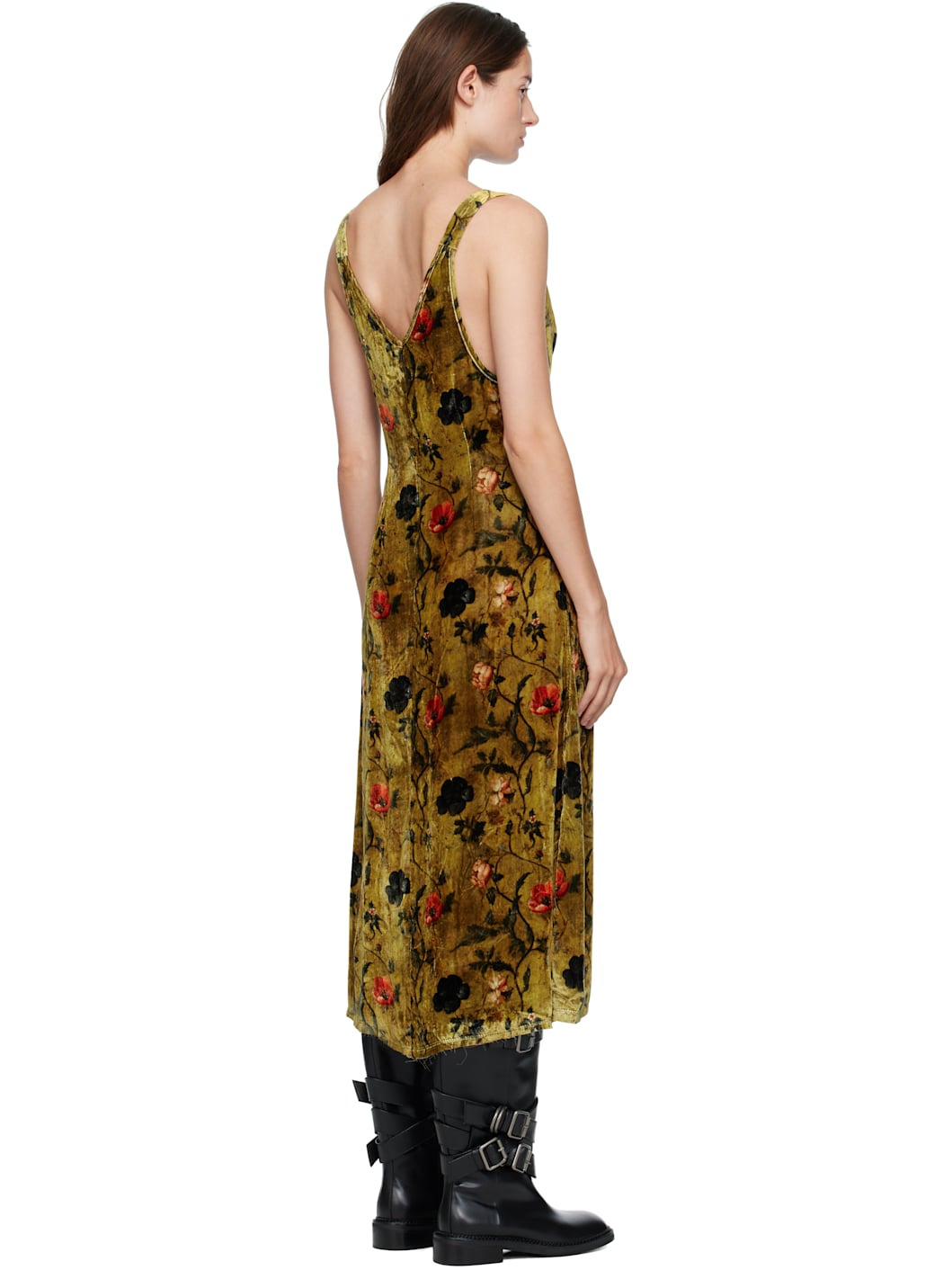 Yellow Grunge Slip Midi Dress - 3
