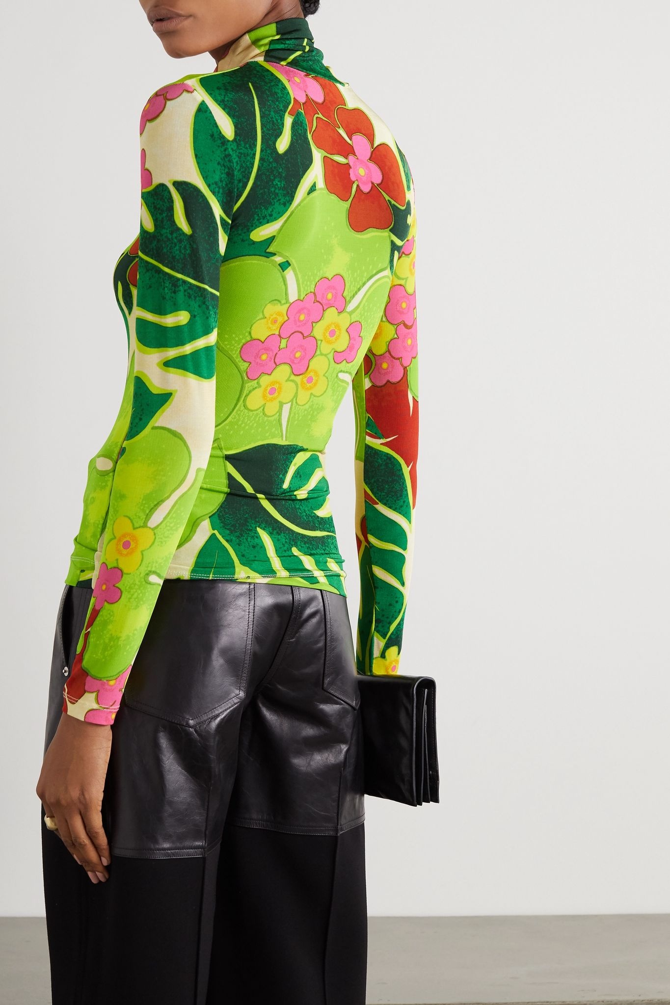 Floral-print stretch-jersey turtleneck top - 4