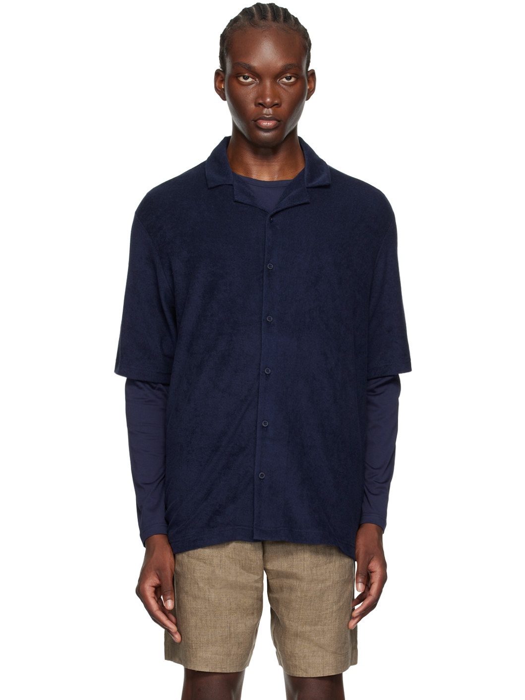 Navy Towelling Shirt - 1