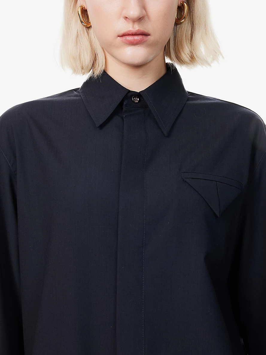 Pointed-Collar Fine-Wool Shirt - 5
