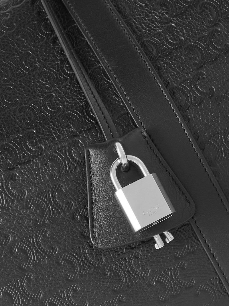 Medium Voyage Logo-Debossed Leather Holdall Black 4