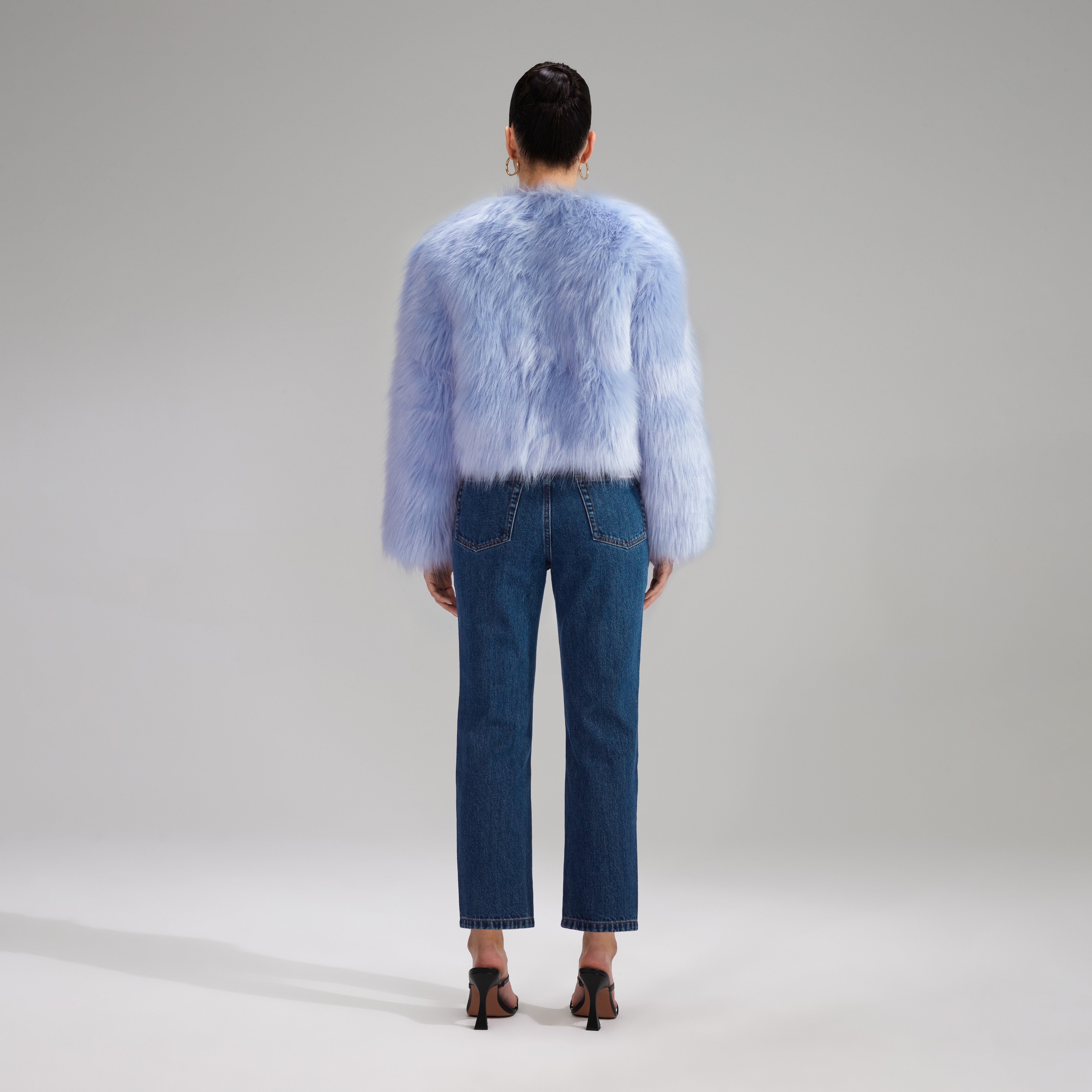 Pale Blue Faux Fur Coat - 3