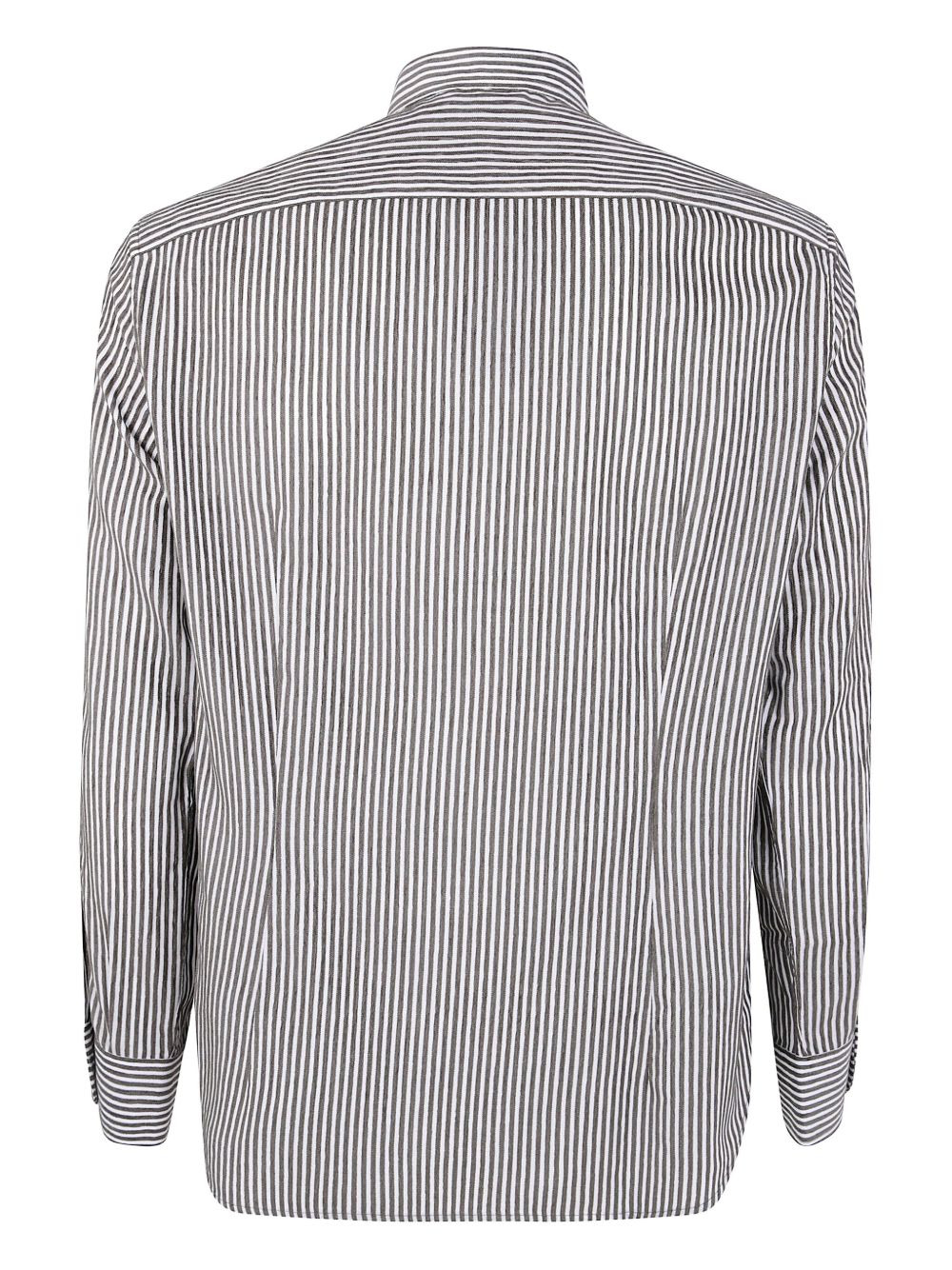 striped mandarin-collar shirt - 2