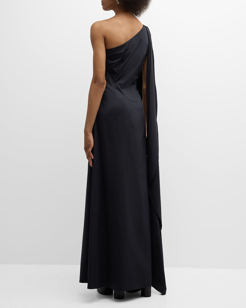 Dune One-Shoulder Sash Poplin Gown 4