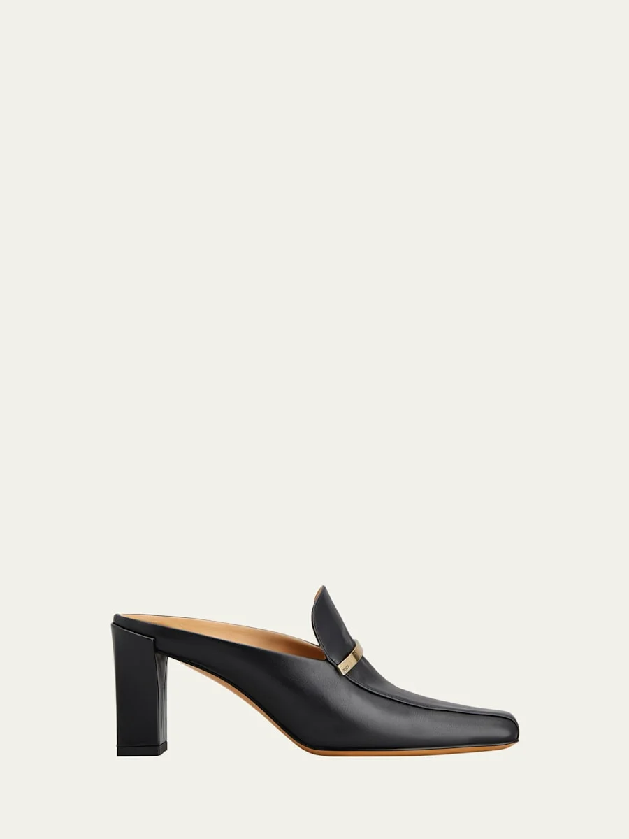 Cuoio Leather Bar Loafer Mules - 1