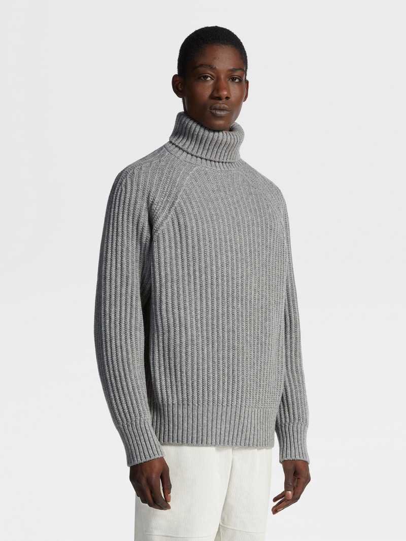 ZEGNA GREY MÉLANGE OASI CASHMERE TURTLENECK outlook