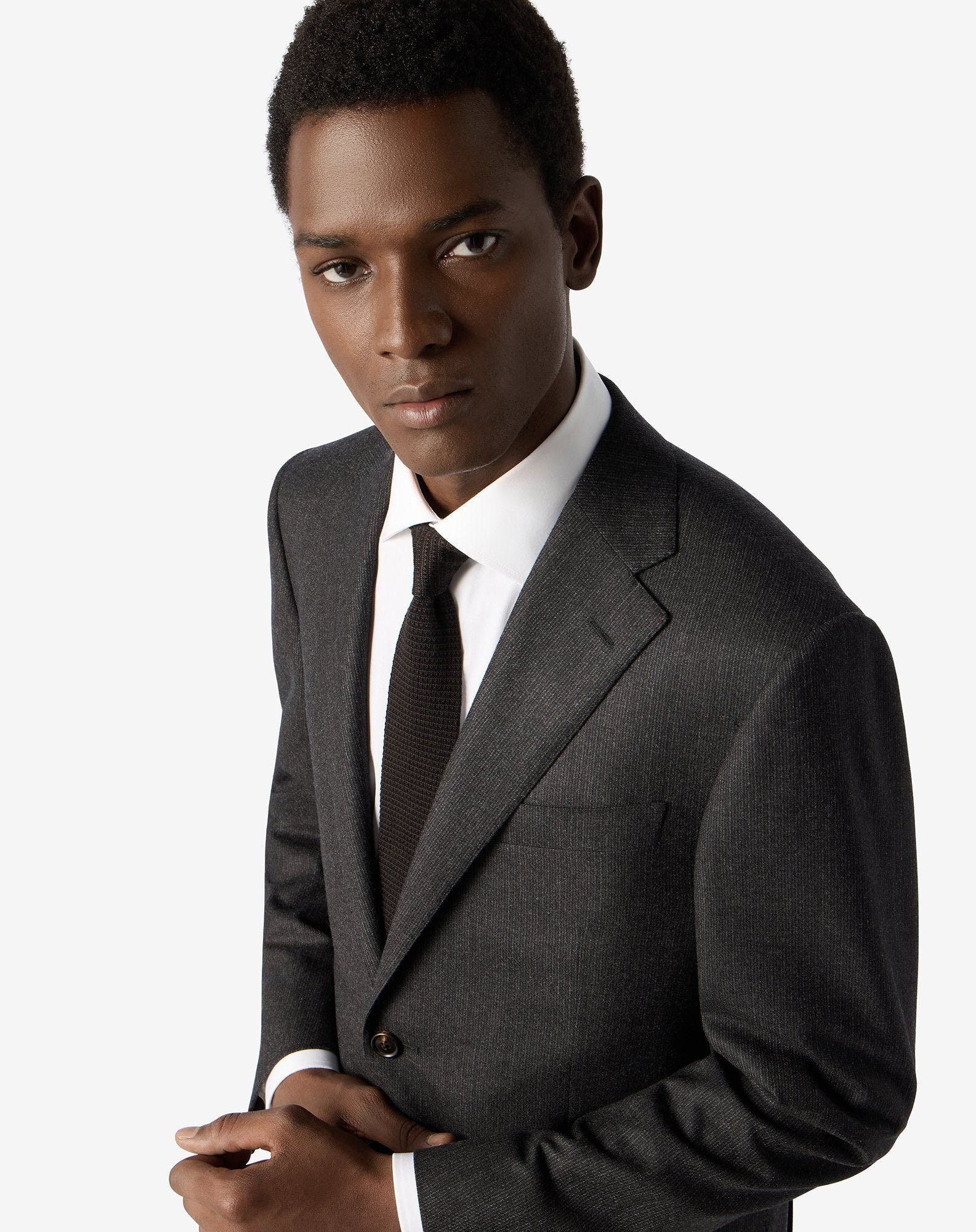 Grey wool flannel and cashmere suit - 5