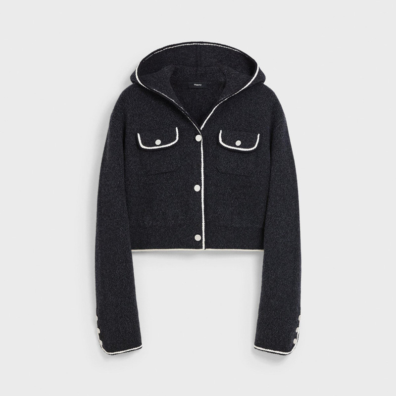 Hooded Cardigan Jacket in Felted Wool-Cashmere 1