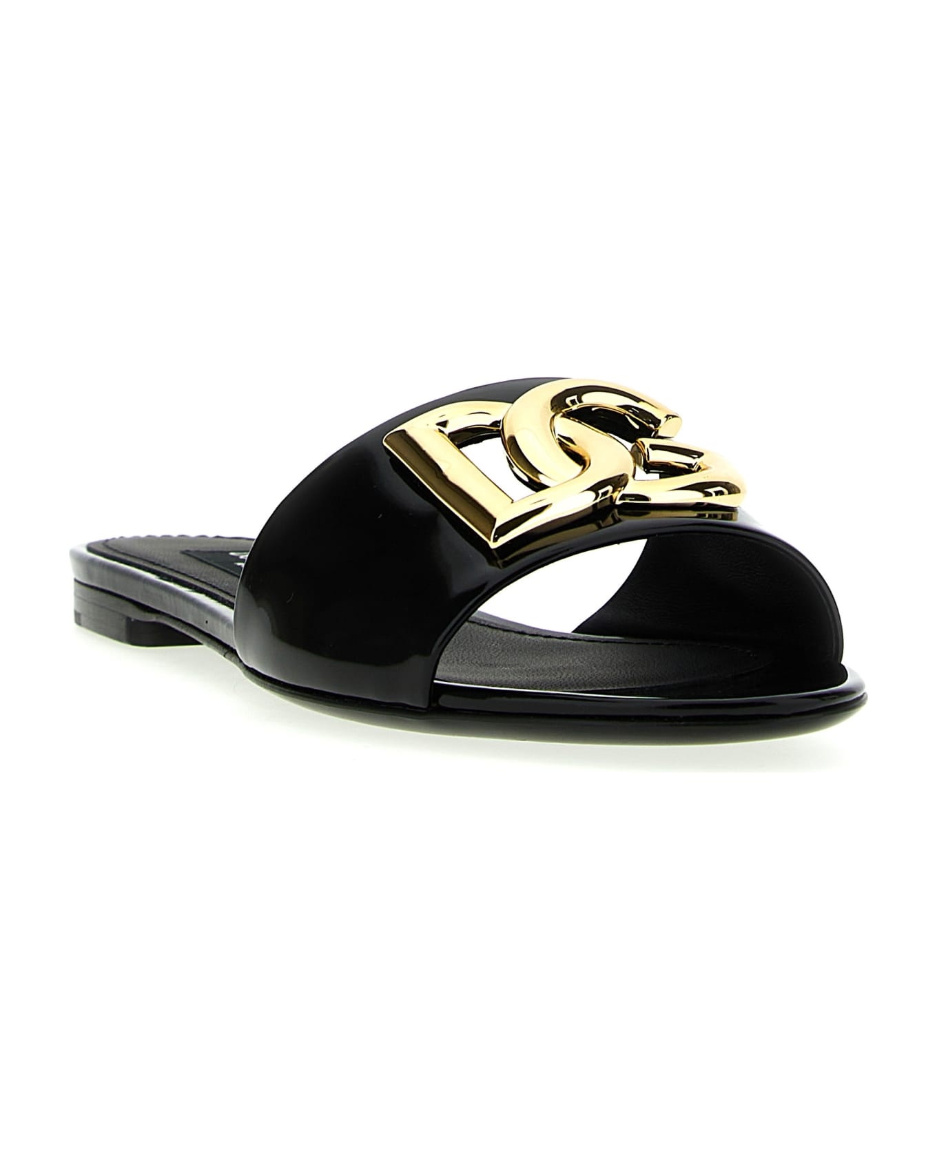 Patent Leather Slides With Dg Logo - 2