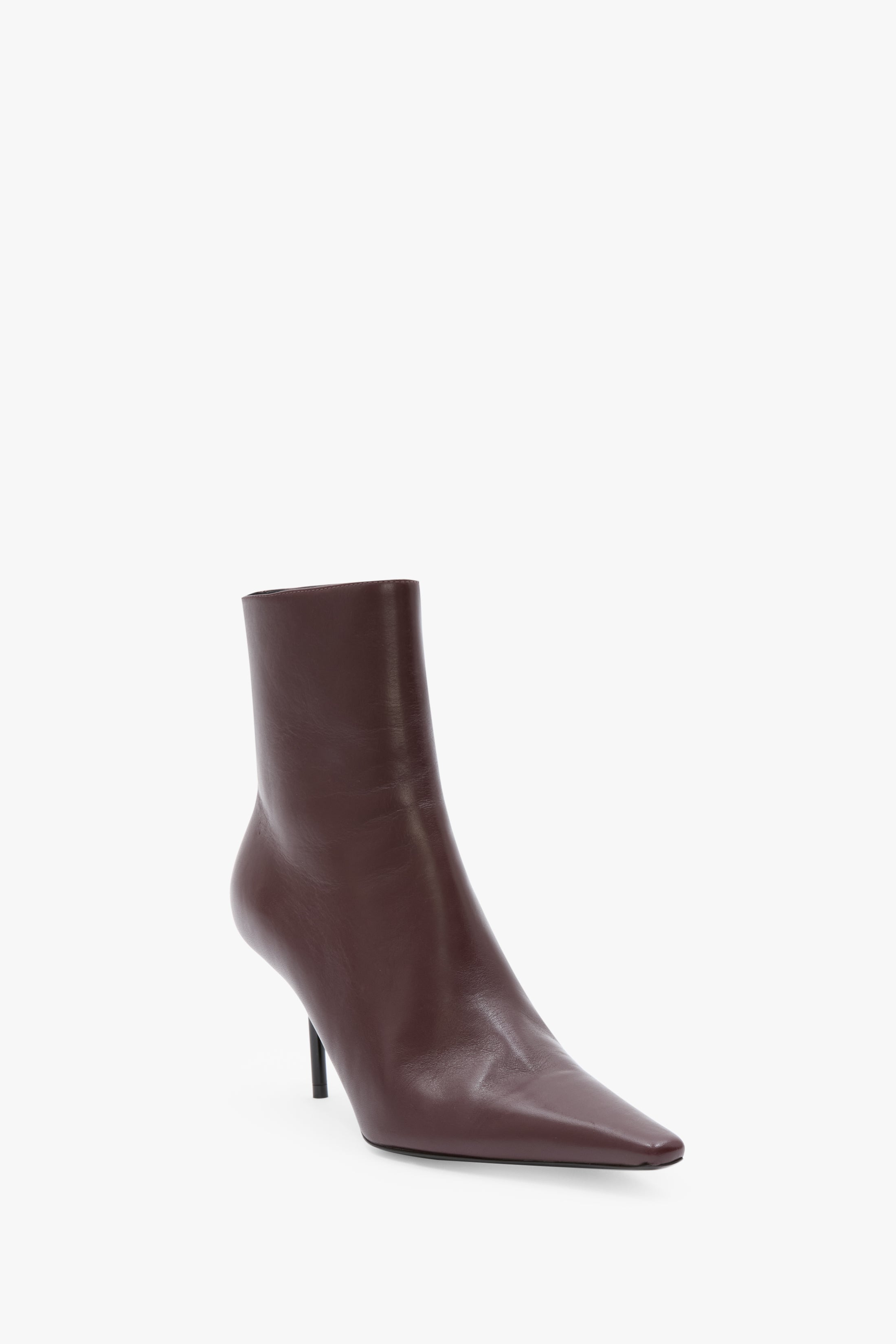 Sloan Stiletto Ankle Boot In Burgundy Smooth Leather - 2