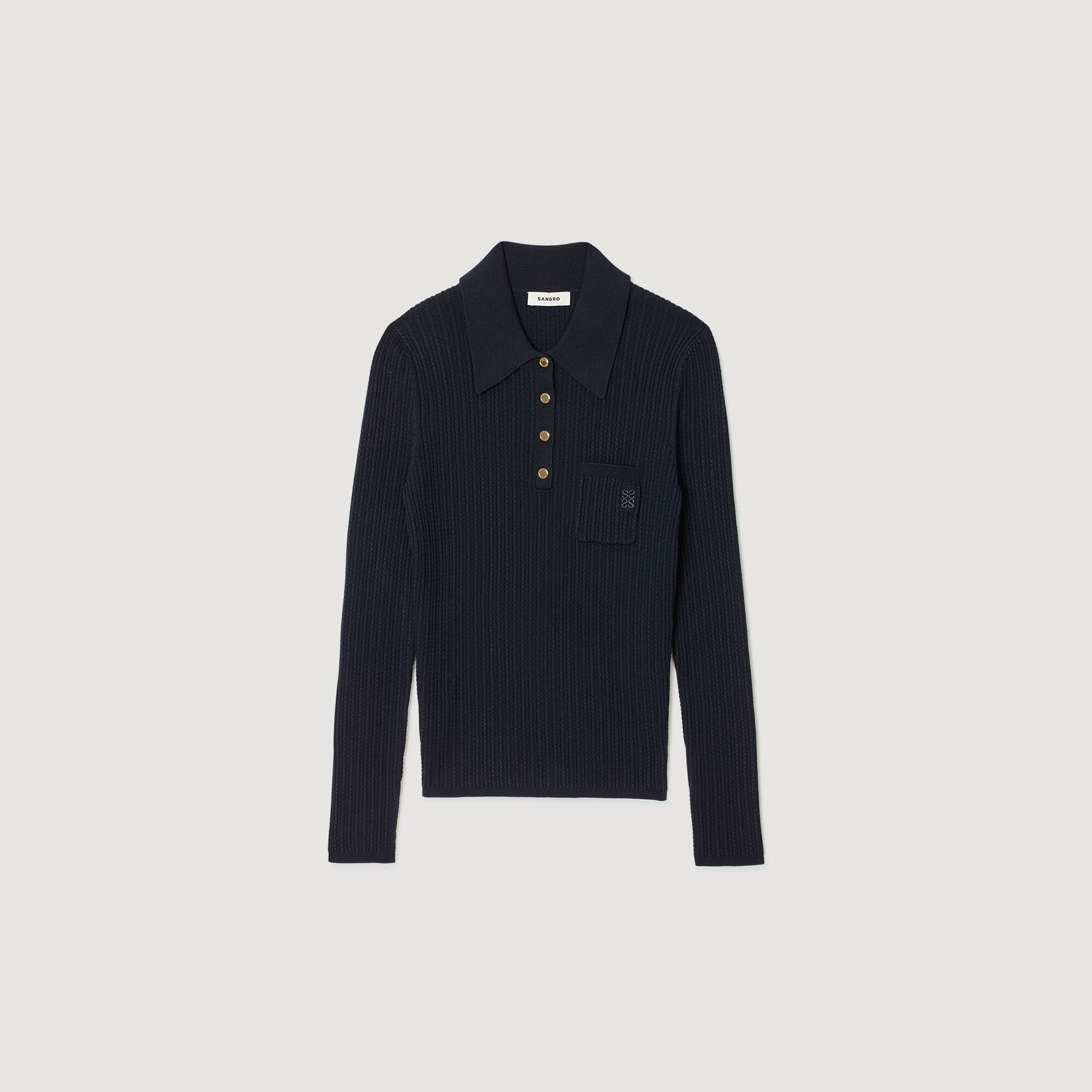 CABLE KNIT POLO SWEATER - 6