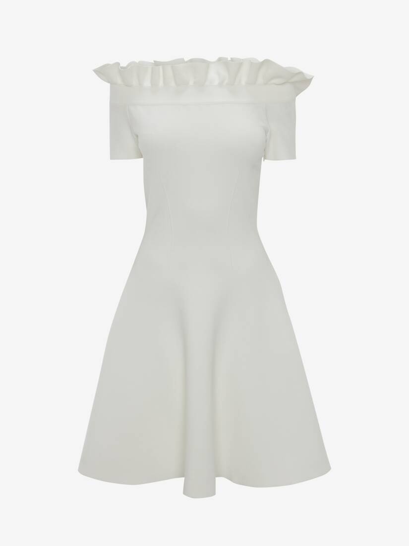 Off-the-shoulder Ruffle Mini Dress in Ivory - 1